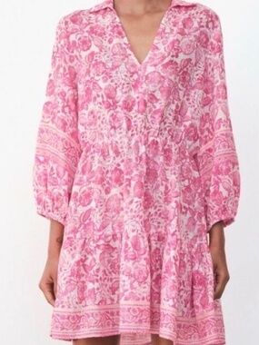 Zara pink printed mini dress